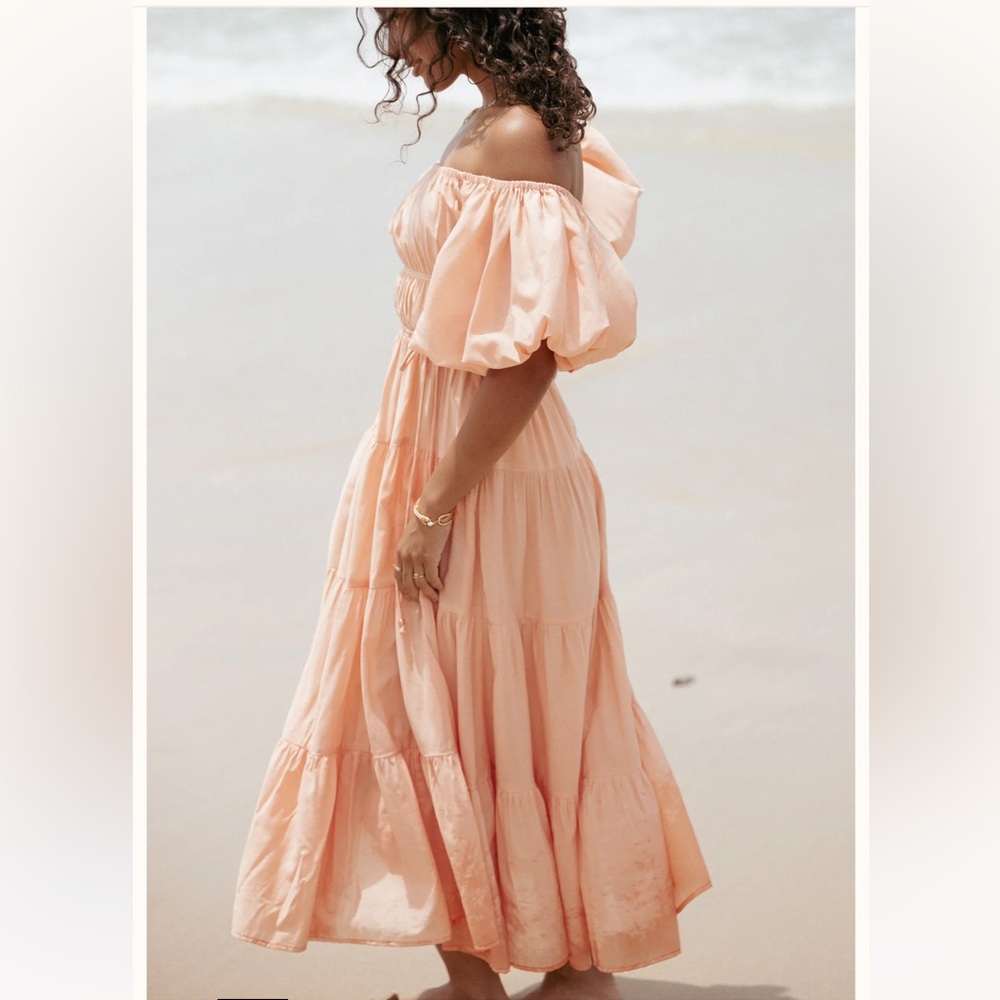 Petal & Pup Peach Off-Shoulder Midi Dress
